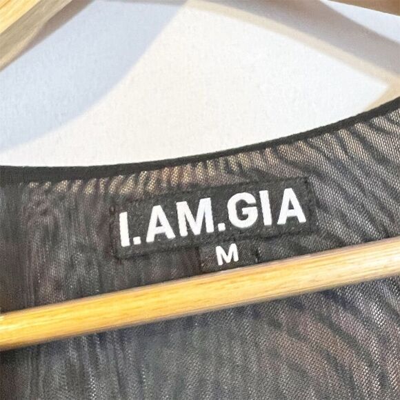 I.AM.GIA Freyja Top Women's M Sheer V-Neck Y2K Bell Sleeve Geometric Blouse - Picture 4 of 7